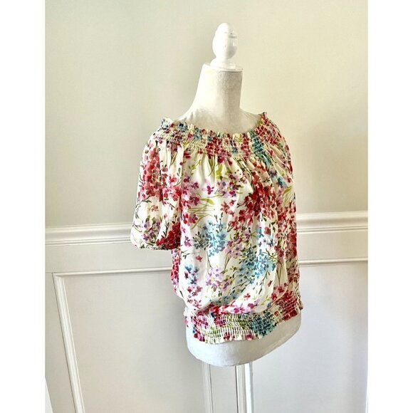 Forever 21 Off The Shoulder Floral Top M - Picture 2 of 4